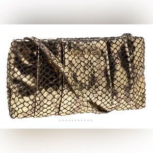 Michael Kors Gold Snakeskin Clutch Elegant Wristlet